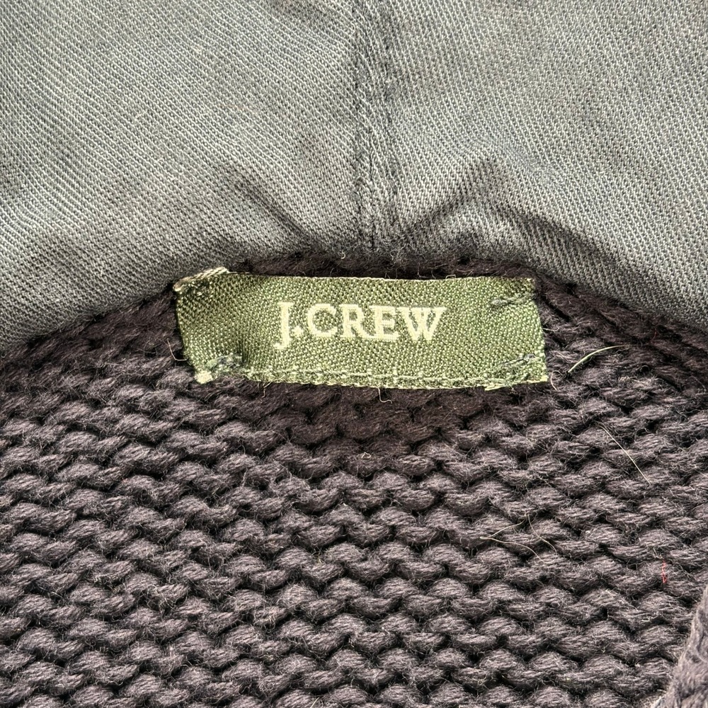 J.Crew Knit Hoodie Sweater Womens M Navy Blue Button Placket 62250 - Picture 4 of 9